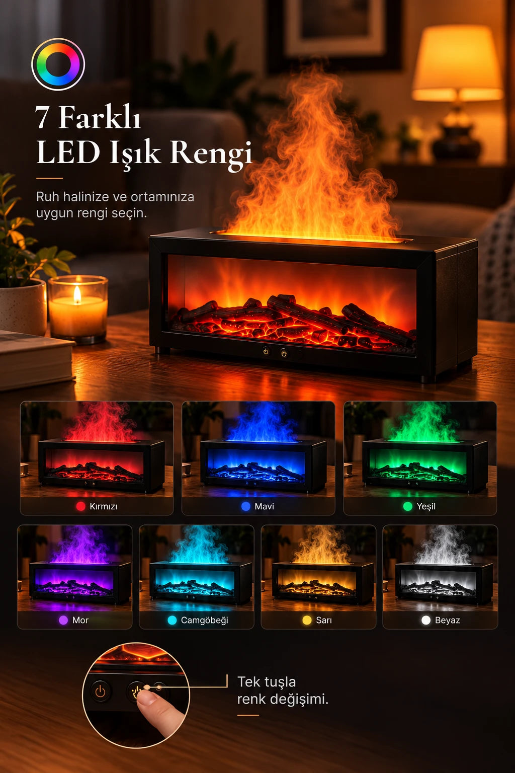 7 farklı LED ışık rengi